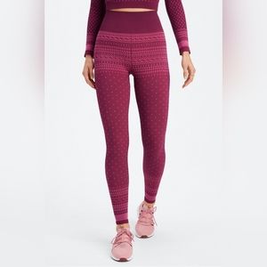 Fabletics Women's High-waisted Seamless Fair Isle Legging Size M in Merlot